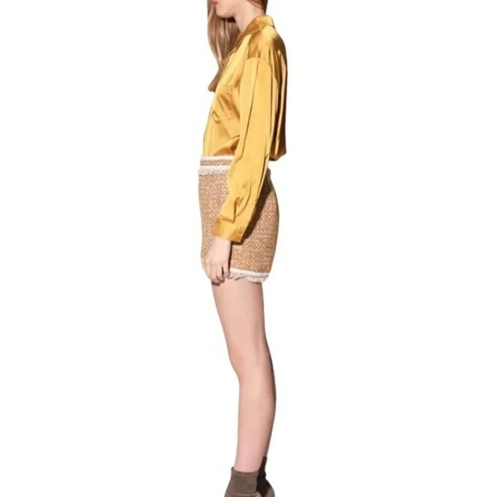 NWT Walter Baker Set Laken Gingham Sz 10 Shorts & Tweed Jacket XL Honey MSRP 496